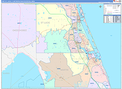 Port St. Lucie Metro Area Wall Map Color Cast Style 2026